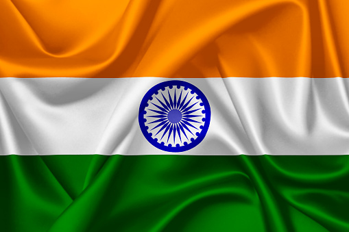 India flag, official colors and proportion correctly. National India flag. Vector illustration.