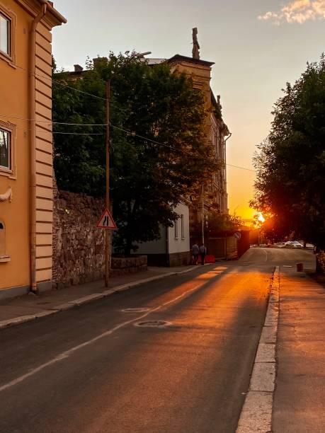 istock Urban sunset, road to horizon 1332871598