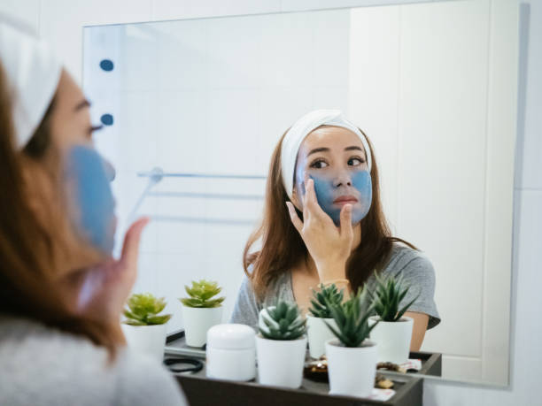 istock Facial mask at home. 1332876356