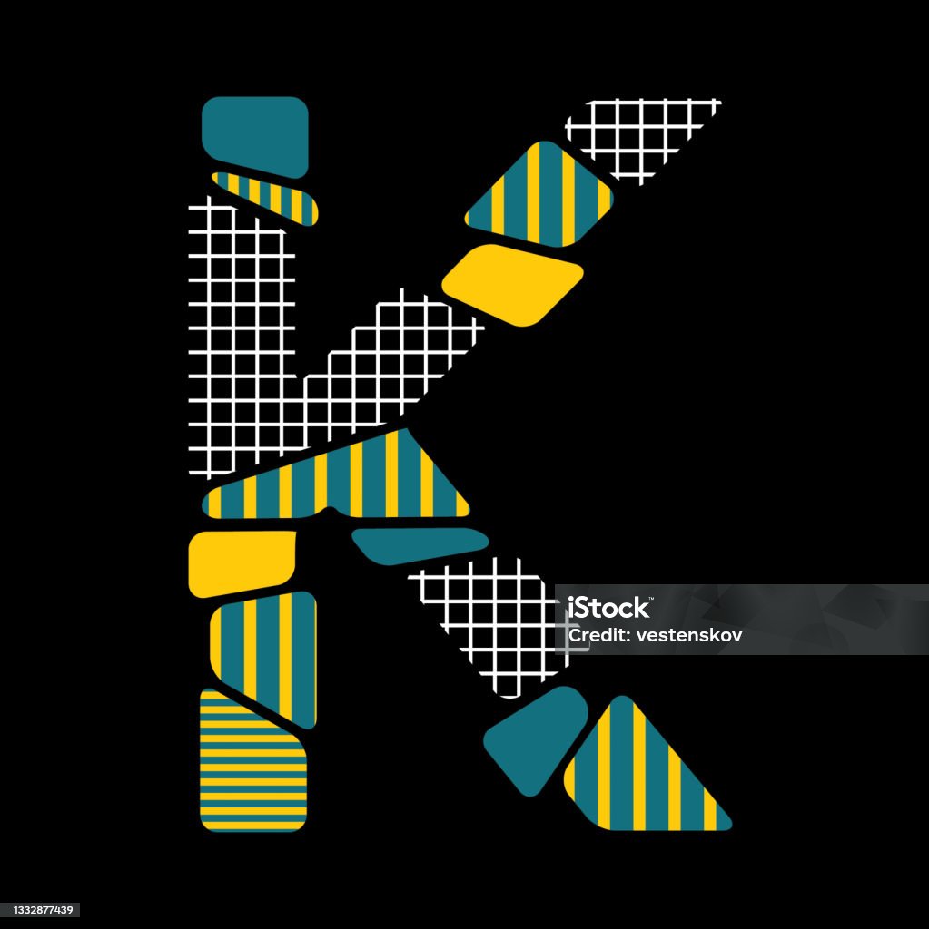 Patterned K Letter Modern Patterned Cracked Style Alphabets Vector Illustration Stock ...