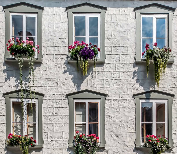 istock Colorful flowers in window boxes 1332881206
