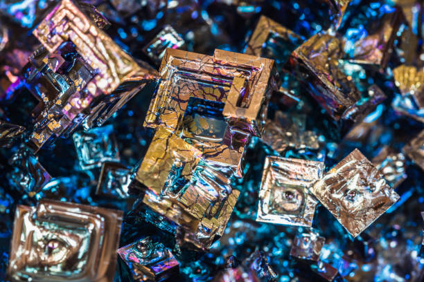 Bismuth hopper crystal stock photo