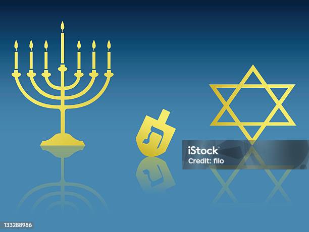 Vetores de Itens De Hanukkah e mais imagens de Azul - Azul, Castiçal, Conjunto de ícones