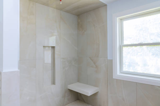 istock Modern design bathroom interior an open in shower 1332893333