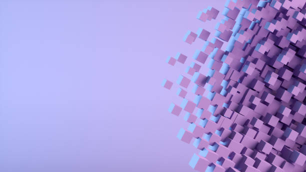 istock Abstract Flying Cubes, Geometric Shapes Background, Neon Lighting 1332898431