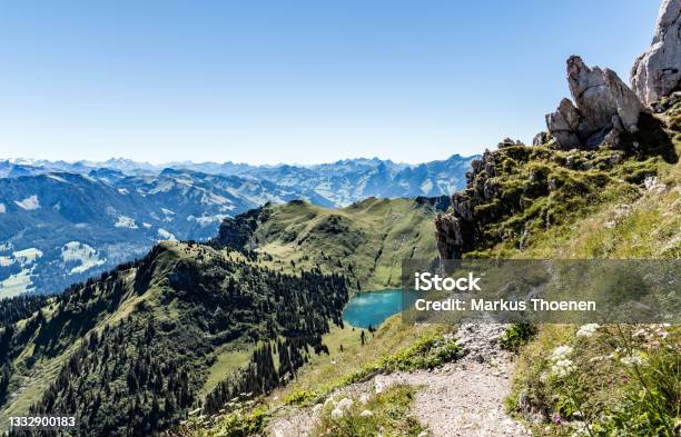 Stockhorn Canton Of Bern Panorama Of The Bernese And Fribourg Alps Simmental And Oberstocksee Switzerland Stock Photo - Download Image Now