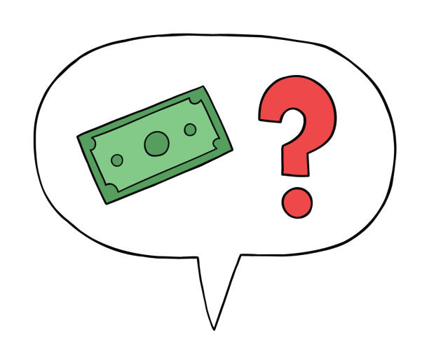 ilustrações de stock, clip art, desenhos animados e ícones de cartoon speech bubble, money and question mark, vector illustration - credit crunch wallet home finances credit card