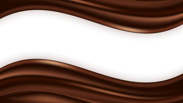 шоколадная волна закручивает фон. волнистая атласная текстура, шоколадный гладкий цвет. векторная иллюстрация для абстрактного дизайна - brown silk satin backgrounds stock illustrations