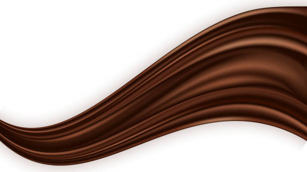 ilustrações de stock, clip art, desenhos animados e ícones de chocolate wave isolated, smooth satin swirl on white background. milk chocolate color flow. vector illustration - chocolate swirl backgrounds coffee