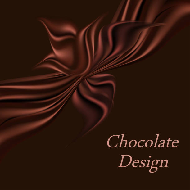 istock Chocolate background design ornate with a silk ribbon and bow. Dark chocolate satin texture, backdrop for cover, banner or poster. Vector illustration 1332902213