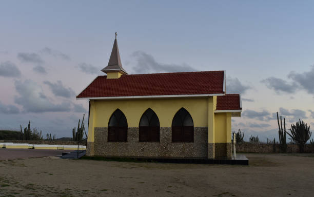 Scenic view of Aruba's Alto Vista Chapel at dawn.