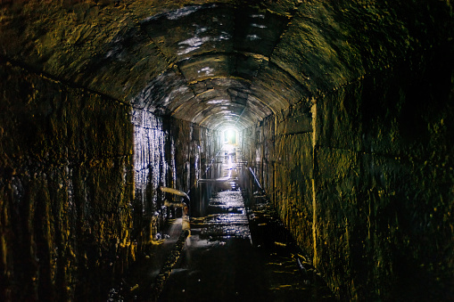 Creepy tunnel image ,Monochrome