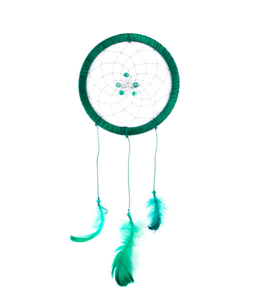 istock magic green dream catcher with feathers isolated on the white 1332916213