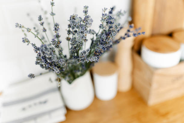 istock Kitchen in country style and lavender flowers 1332918133
