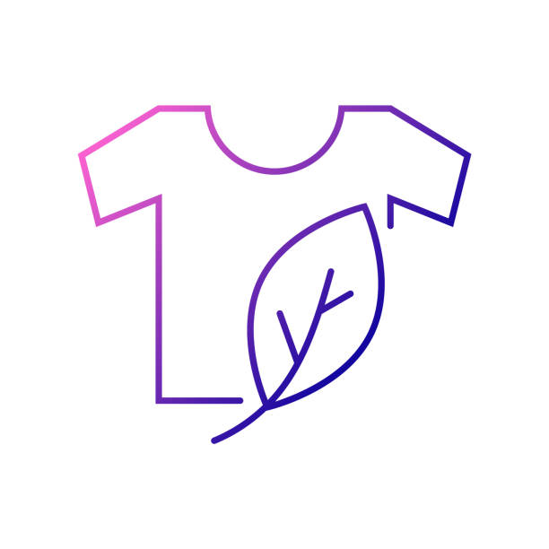 istock Organic material label outline icon. Shirt with leaf. Fabric feature. Textile industry 1332919258