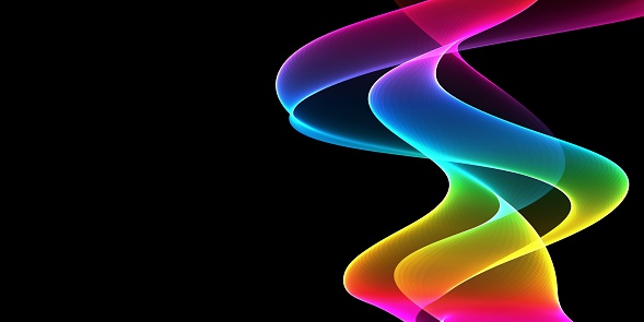 Abstract colourful wave on a black background