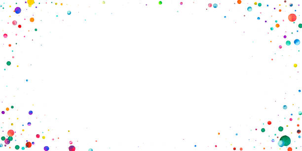 istock Watercolor confetti on white background. Alluring rainbow colored dots. Happy celebration wide colorful bright card. Tempting hand painted confetti 1332928895