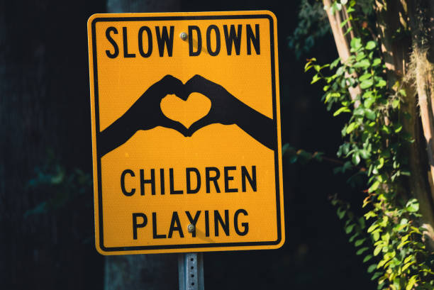 Slow Down Children Playing stock photo
