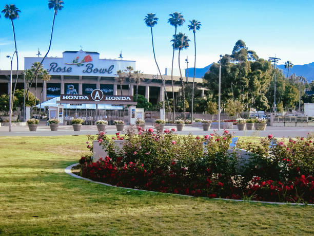 Exterior of the Rose Bowl stadium in LA. Pasadena, CA USA - May. 18, 2019: Since 1982, it has been the home stadium for the UCLA Bruins football team. ucla photos stock pictures, royalty-free photos & images