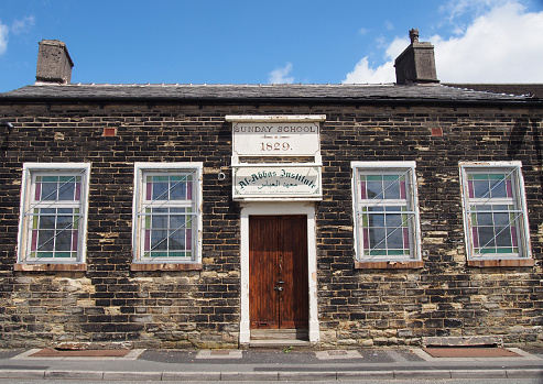 rochdale, greater manchester, united kingdom - 14 July 2021: the 19th century former sunday school building in rochdale now the al abbas education institute