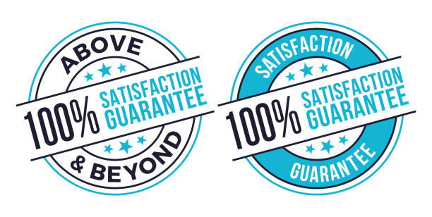 powyżej i poza 100% gwarancja satysfakcji - satisfaction guaranteed stock illustrations