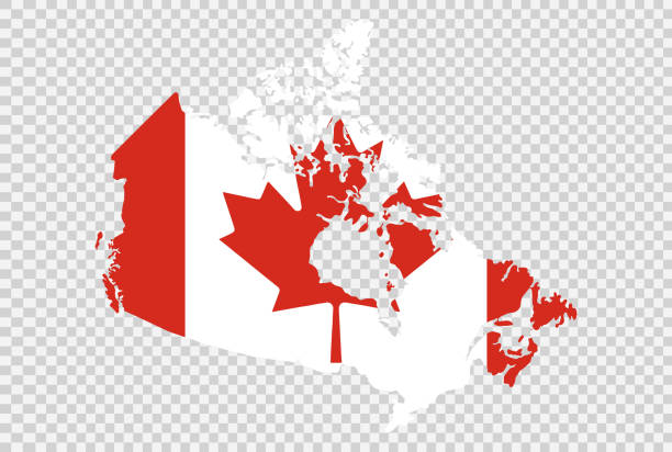 kanada flagge auf karte isoliert auf png oder transparentem hintergrund, symbol von kanada, vorlage für banner, werbung, werbung, vektorillustration, top goldmedaille sport gewinner land - canadian flag stock-grafiken, -clipart, -cartoons und -symbole