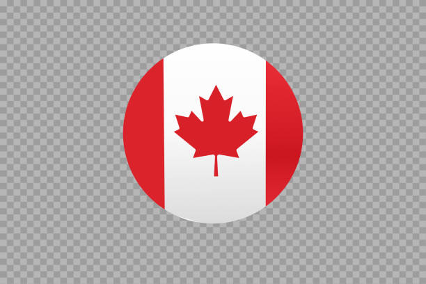 캐나다 국기 는 png 또는 투명 한 배경에 고립 된 원 모양,캐나다의 상징, 배너, 카드, 광고, 잡지, 벡터, 최고 금메달 수상자 스포츠 국가 템플릿 - thailand thai flag flag push button stock illustrations