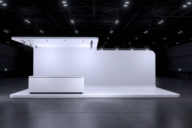 istock Exhibition stand for mockup and Corporate identity,Display design.Empty booth Design.Retail booth elements in Exhibition hall.booth Design trade show.Blank Booth system of Graphic Resources.3d render. 1332952614