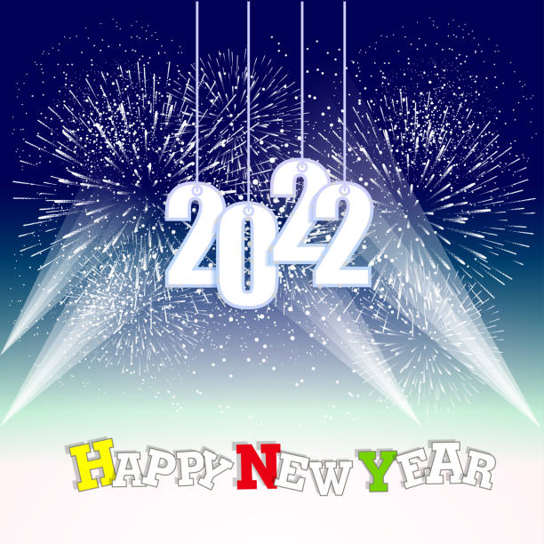 istock Happy New Year 2022 with fireworks bursting. backgrounds for Merry Christmas festive. 1332952880