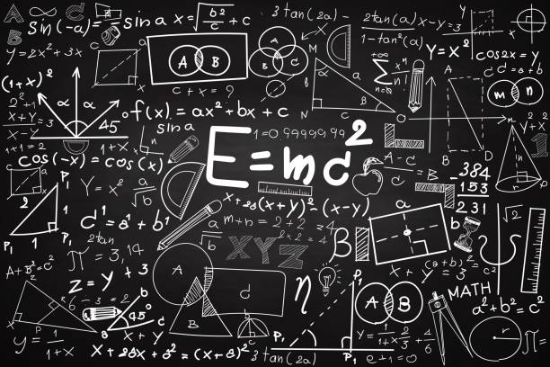 mathematischer lehrvektor nahtloses muster mit handgeschriebenen geometriefiguren - mathematical symbol mathematics formula blackboard stock-grafiken, -clipart, -cartoons und -symbole