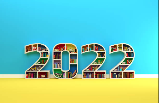 istock New Year 2022 Creative Design Concept with Books Shelf 1332962417