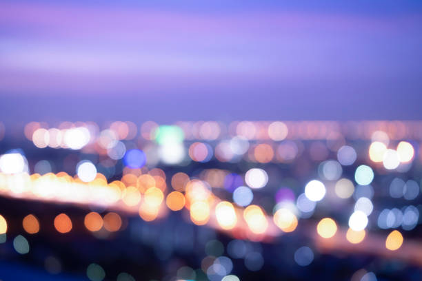 istock Night bokeh light in big city, abstract blur defocused background. 1332964580