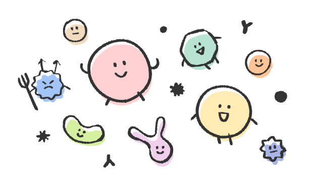 Lots of cute gut bacteria vector illustration bifidobacterium stock illustrations