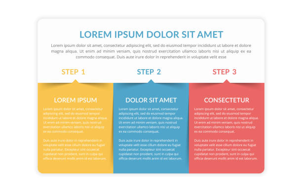 illustrations, cliparts, dessins animés et icônes de modèle d’infographie en 3 étapes - 7654