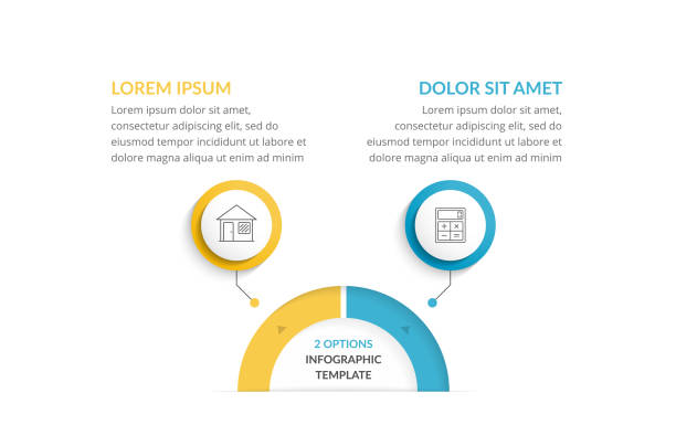 ilustrações de stock, clip art, desenhos animados e ícones de two options - infographic template - 7651