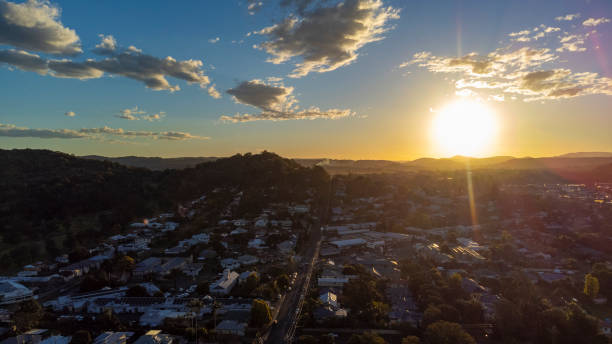 istock Suburban Sunset Aerial View 1332974774