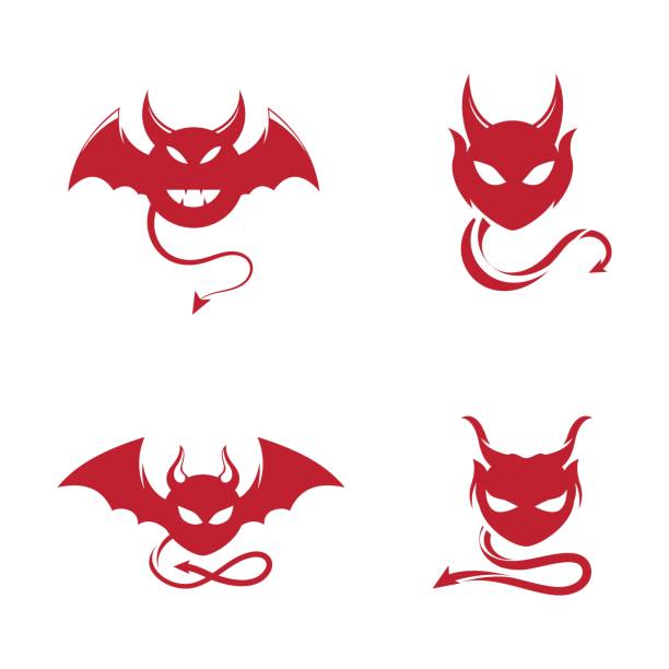 Devil horn Vector icon Devil horn Vector icon design illustration logo Template demon fictional character stock illustrations