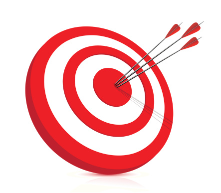 Vector red target with arrows.