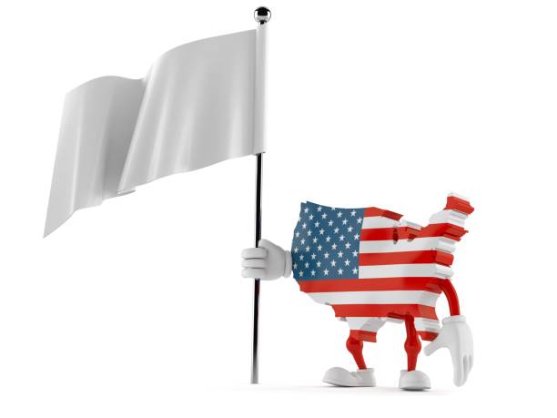 istock USA character holding blank flag 1332979351