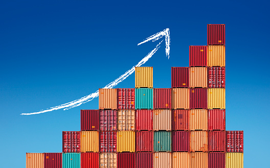 Cargo containers chart showing increasing prices of cargo transport