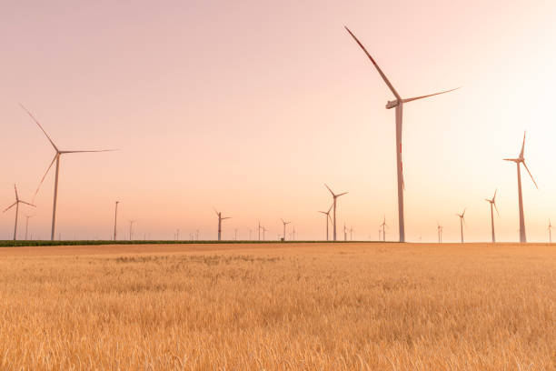 istock Windfarm at Sunrise. Green Energy Windmills 1332983655