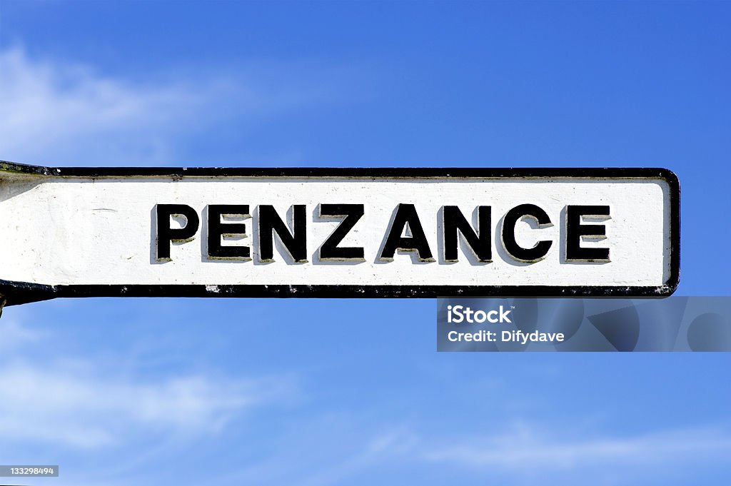 Penzance Sign auf alten Eisen Wegweiser - Lizenzfrei Alt Stock-Foto