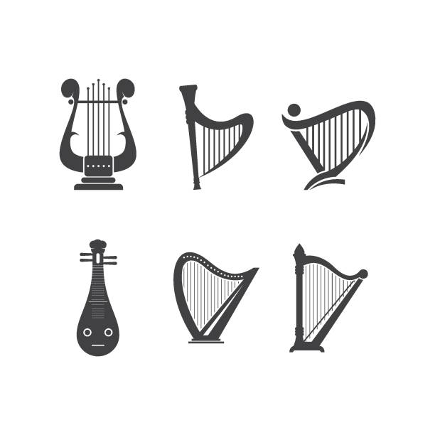 stockillustraties, clipart, cartoons en iconen met harp illustration vector - harp