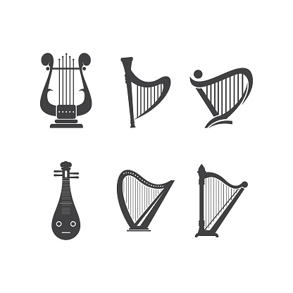 Harp illustration logo vector design