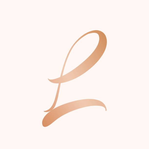 Letter L logo. Alphabet initial. Uppercase lettering sign isolated on light background. Beauty, elegant, luxury, signature style. Golden color calligraphy character. script letter l stock illustrations