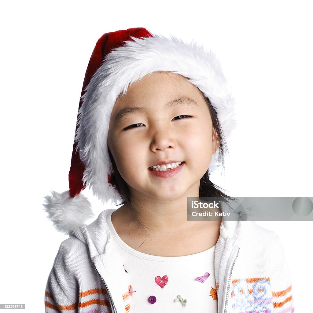 어린 소녀 산타 모자 - 로열티 프리 4-5세 스톡 사진