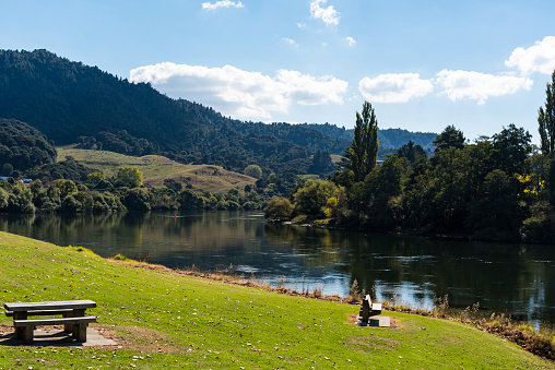 Riverside park in the small town of Ngaruawahia, Waikato, New Zealand