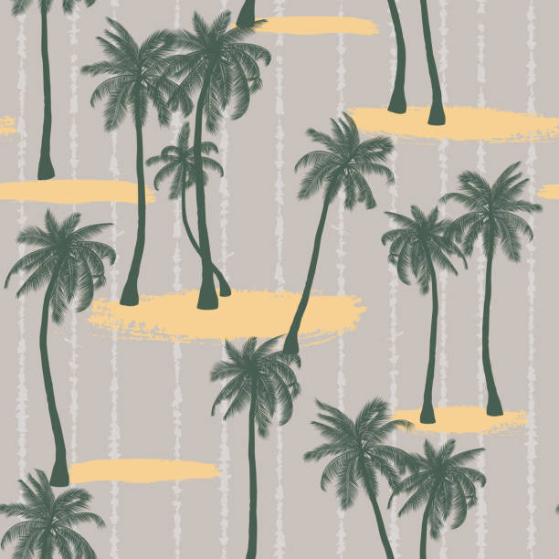 ilustrações, clipart, desenhos animados e ícones de padrão tropical sem emenda com palmeiras. - pattern coconut palm tree frond textile
