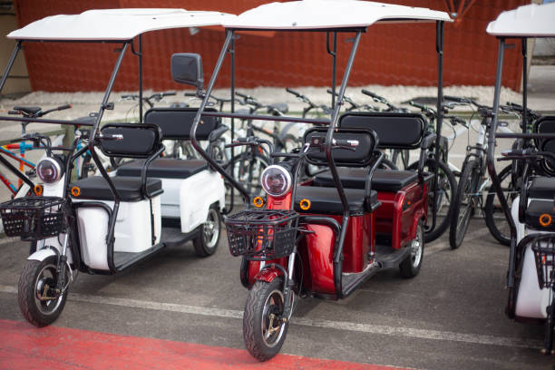 istock Electric motorcycles are in a row. 1332992627