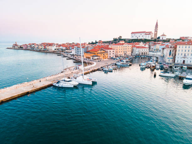 istock Marine Harbour in Piran Slovenia. Drone View 1332992711